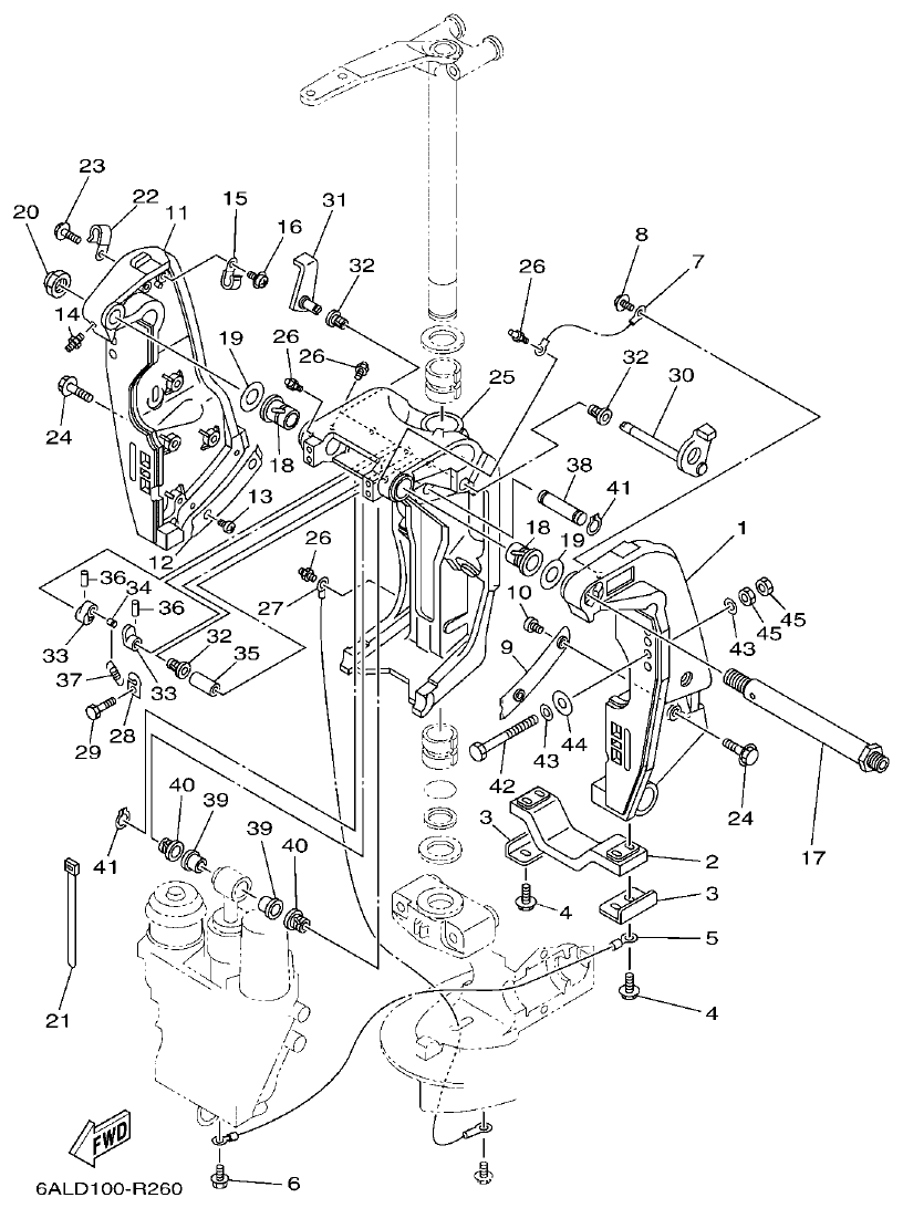 Yamaha F250HET, FL250HET BRACKET 1 parts diagram